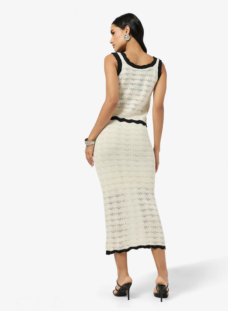 Ginger Monochrome Crochet Top & Column Skirt